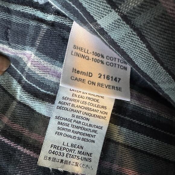 LL Bean Jeans Woman’s 16 Original Fit Relaxed Plaid Lined Flannel Denim Pants - Picture 5 of 7